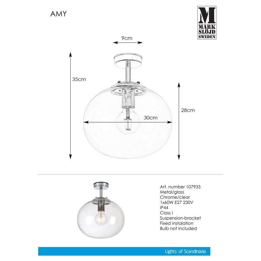 Markslöjd 107933 - Prisadený luster AMY 1xE27/60W/230V IP44