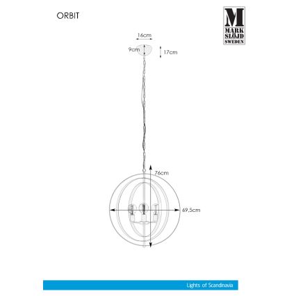 Markslöjd 107941 - Luster na reťazi ORBIT 3xE27/60W/230V