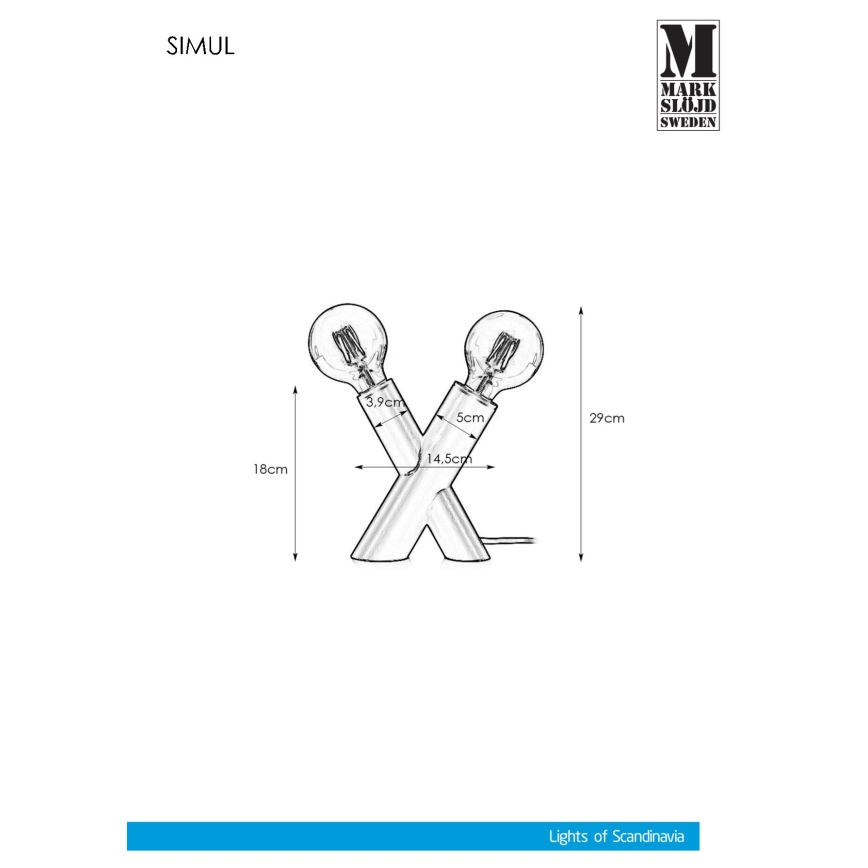 Markslöjd 108053 - Stolná lampa SIMUL 1xE27/40W + 1xE14/40W/230V zlatá