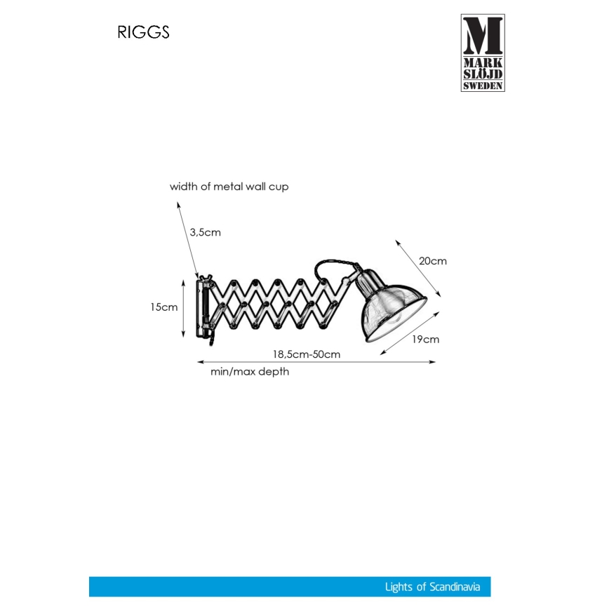 Markslöjd 108105 - Nástenné svietidlo RIGGS 1xE27/60W/230V čierna