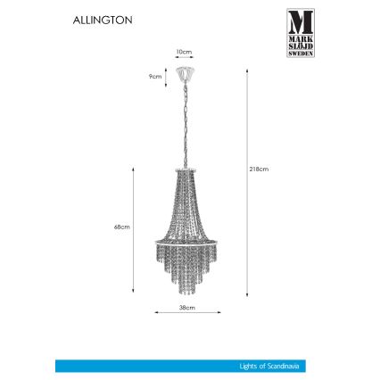 Markslöjd 108125 - Krištáľový luster na reťazi ALLINGTON 3xE14/25W/230V