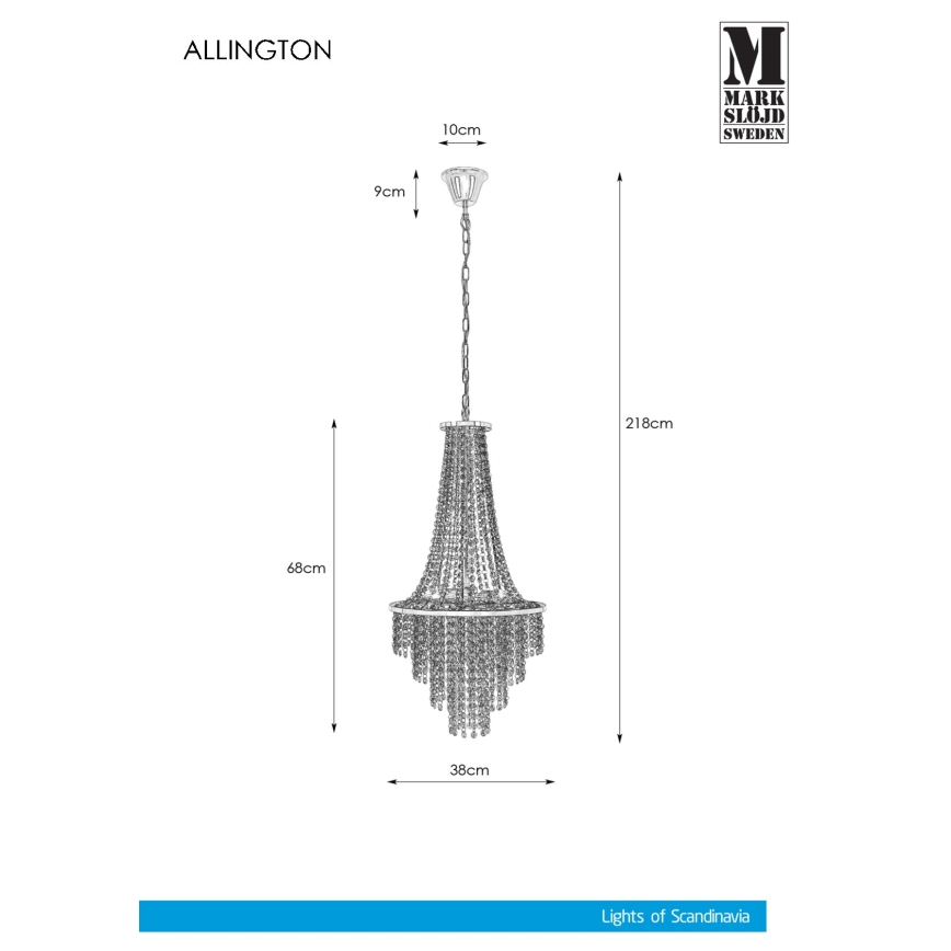 Markslöjd 108125 - Krištáľový luster na reťazi ALLINGTON 3xE14/25W/230V