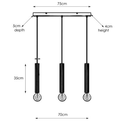 Markslöjd 108262 - Luster na lanku SENCILLO 3xE27/40W/230V čierna