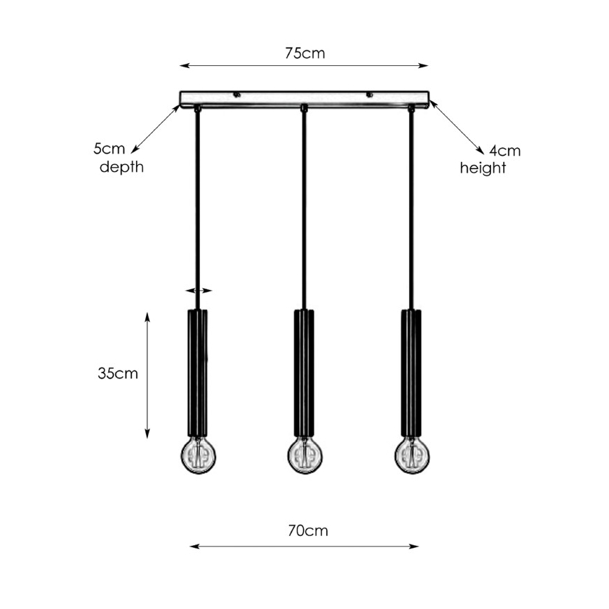 Markslöjd 108262 - Luster na lanku SENCILLO 3xE27/40W/230V čierna