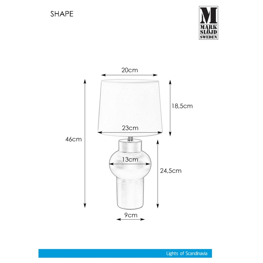 Markslöjd 108450 - Stolná lampa SHAPE 1xE27/40W/230V biela
