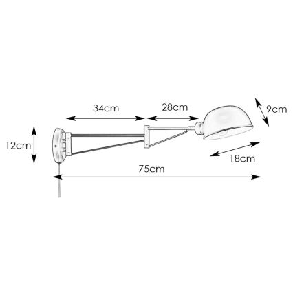 Markslöjd 108587 - Nástenná lampa PORTLAND 1xE27/40W/230V čierna