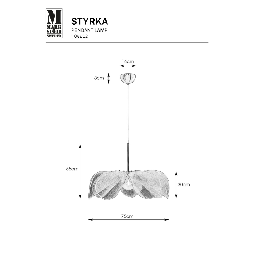 Markslöjd 108662 - Luster na lanku STYRKA 1xE27/40W/230V pr. 75 cm čierna