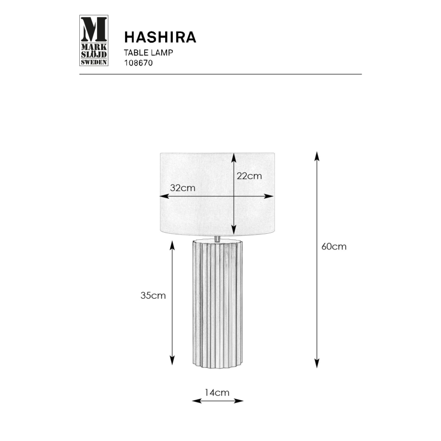 Markslöjd 108670 - Stolná lampa HASHIRA 1xE27/40W/230V biela/čierna