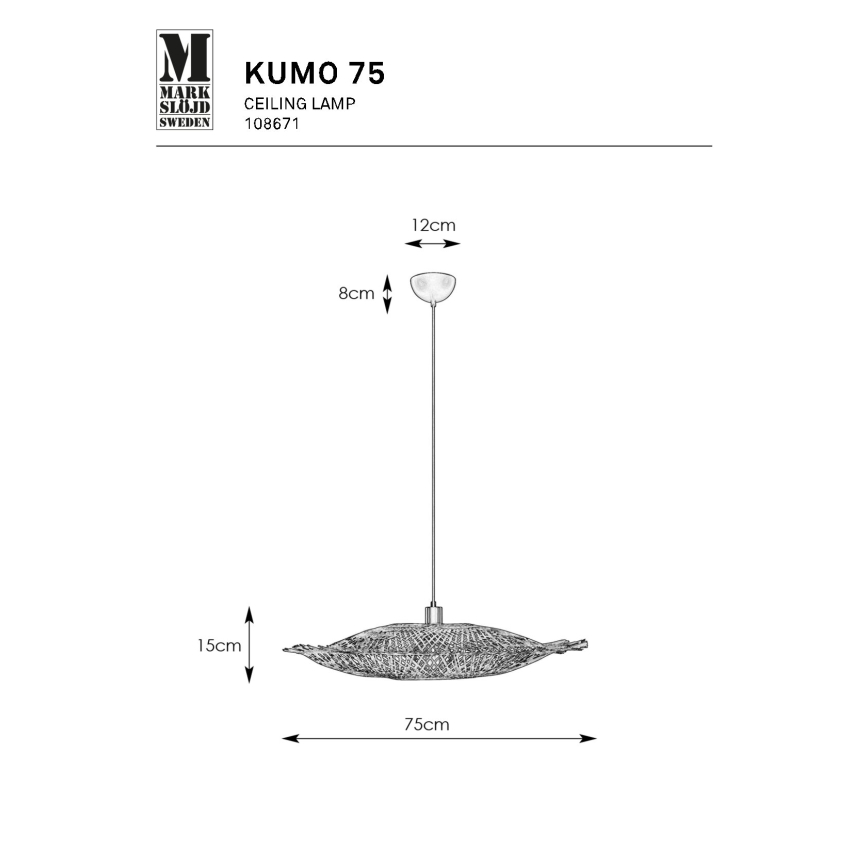 Markslöjd 108671 - Luster na lanku KUMO 1xE27/40W/230V čierna/bambus