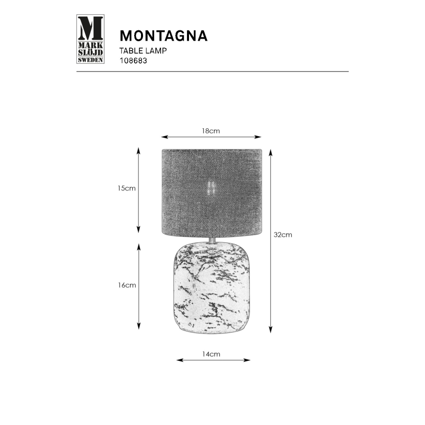 Markslöjd 108683 - Stolná lampa MONTAGNA 1xE14/40W/230V 32 cm béžová/čierna