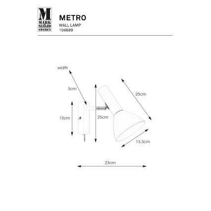 Markslöjd 108689 - Nástenná lampa METRO 1xE27/40W/230V biela