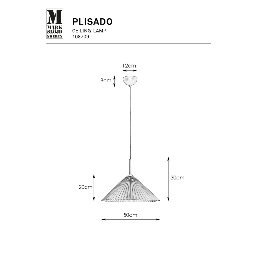 Markslöjd 108709 - Luster na lanku PLISADO 1xE27/40W/230V pr. 50 cm šedá