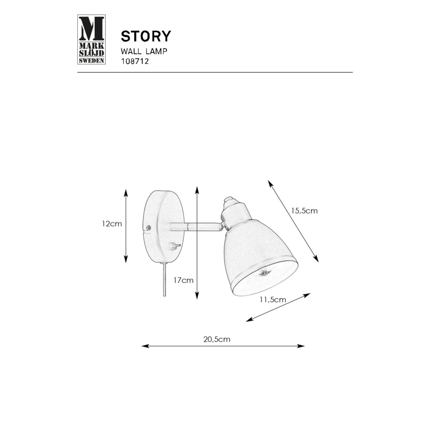 Markslöjd 108712 - Nástenná lampa STORY 1xE14/40W/230V čierna