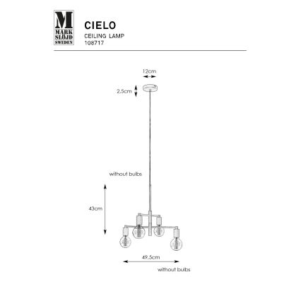 Markslöjd 108717 - Luster na lanku CIELO 6xE27/40W/230V čierna