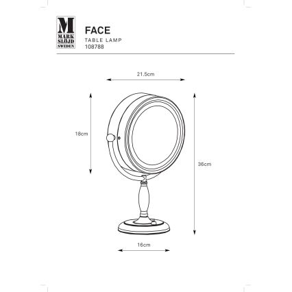 Markslöjd 108788 - Kosmetické zrkadielko FACE 1xE14/25W/230V