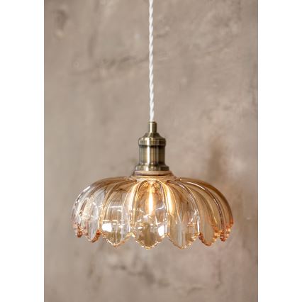 Markslöjd 108858 - Luster na lanku KURAGE 1xE27/40W/230V mosadz/dymová béžová