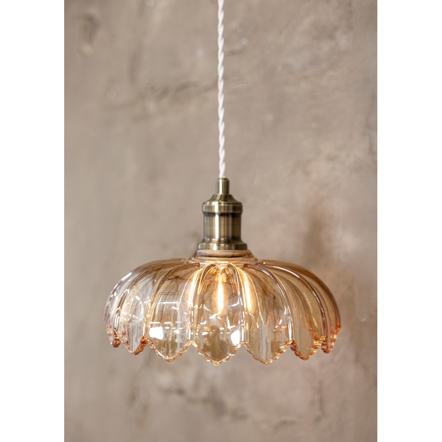 Markslöjd 108858 - Luster na lanku KURAGE 1xE27/40W/230V mosadz/dymová béžová