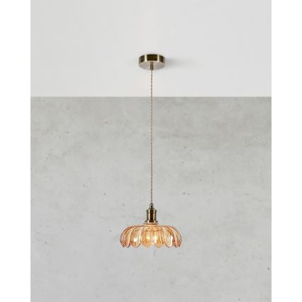 Markslöjd 108858 - Luster na lanku KURAGE 1xE27/40W/230V mosadz/dymová béžová