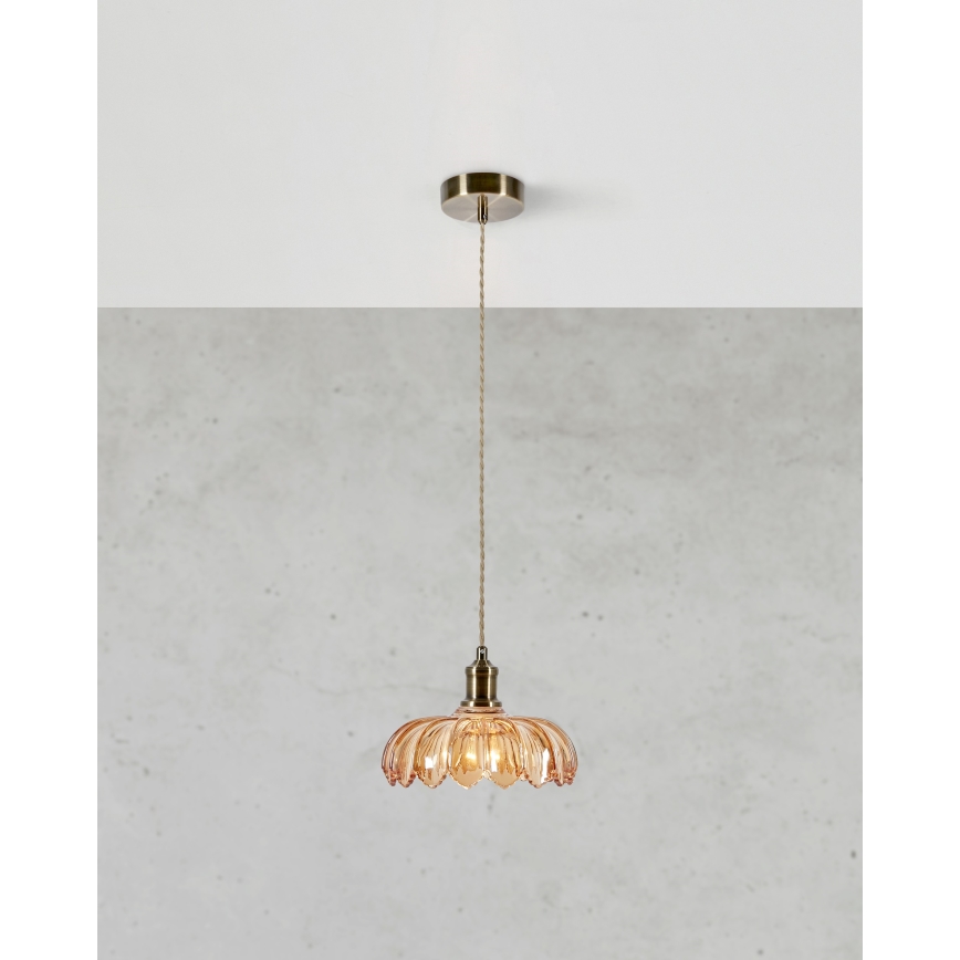 Markslöjd 108858 - Luster na lanku KURAGE 1xE27/40W/230V mosadz/dymová béžová