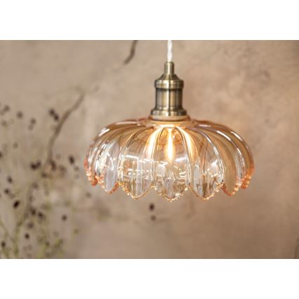 Markslöjd 108858 - Luster na lanku KURAGE 1xE27/40W/230V mosadz/dymová béžová