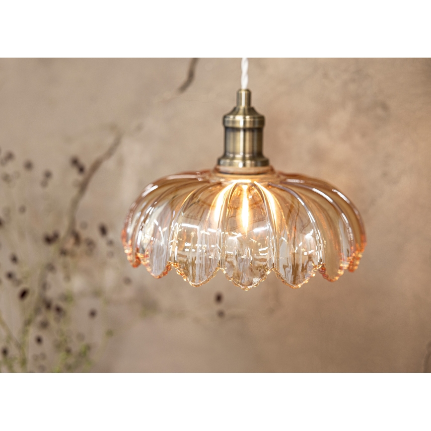 Markslöjd 108858 - Luster na lanku KURAGE 1xE27/40W/230V mosadz/dymová béžová
