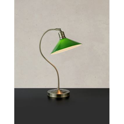 Markslöjd 108864 - Stolná lampa VELA 1xE27/40W/230V mosadz/zelená