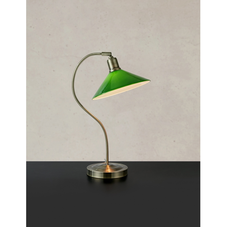 Markslöjd 108864 - Stolná lampa VELA 1xE27/40W/230V mosadz/zelená