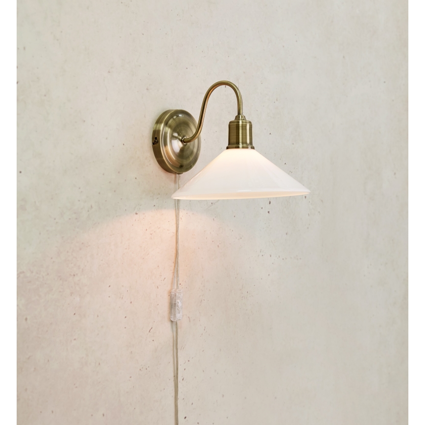Markslöjd 108865 - Nástenná lampa VELA 1xE27/40W/230V mosadz/biela