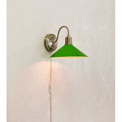 Markslöjd 108866 - Nástenná lampa VELA 1xE27/40W/230V mosadz/zelená