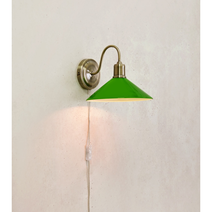 Markslöjd 108866 - Nástenná lampa VELA 1xE27/40W/230V mosadz/zelená