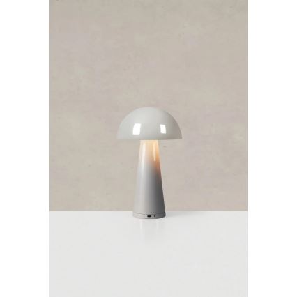 Markslöjd 108950 - LED Stmievateľná nabíjacia stolová lampa FUNGI LED/1,5W/5V 2000 mAh IP44 sivá