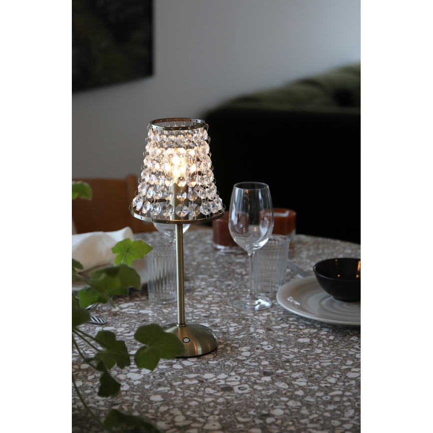 Markslöjd 109125 - LED stmievateľná nabíjateľná dotyková stolná lampa LIORA 1xE14/2W/2000 mAh mosadz