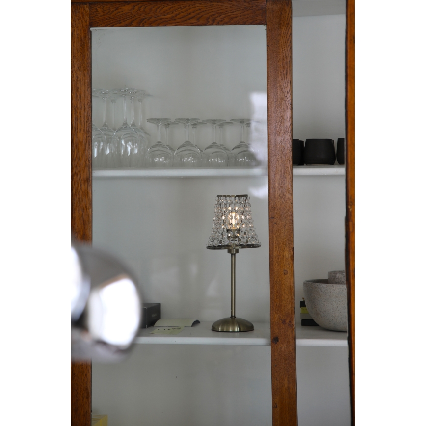 Markslöjd 109125 - LED stmievateľná nabíjateľná dotyková stolná lampa LIORA 1xE14/2W/2000 mAh mosadz