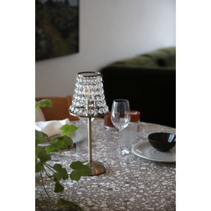 Markslöjd 109125 - LED stmievateľná nabíjateľná dotyková stolná lampa LIORA 1xE14/2W/2000 mAh mosadz