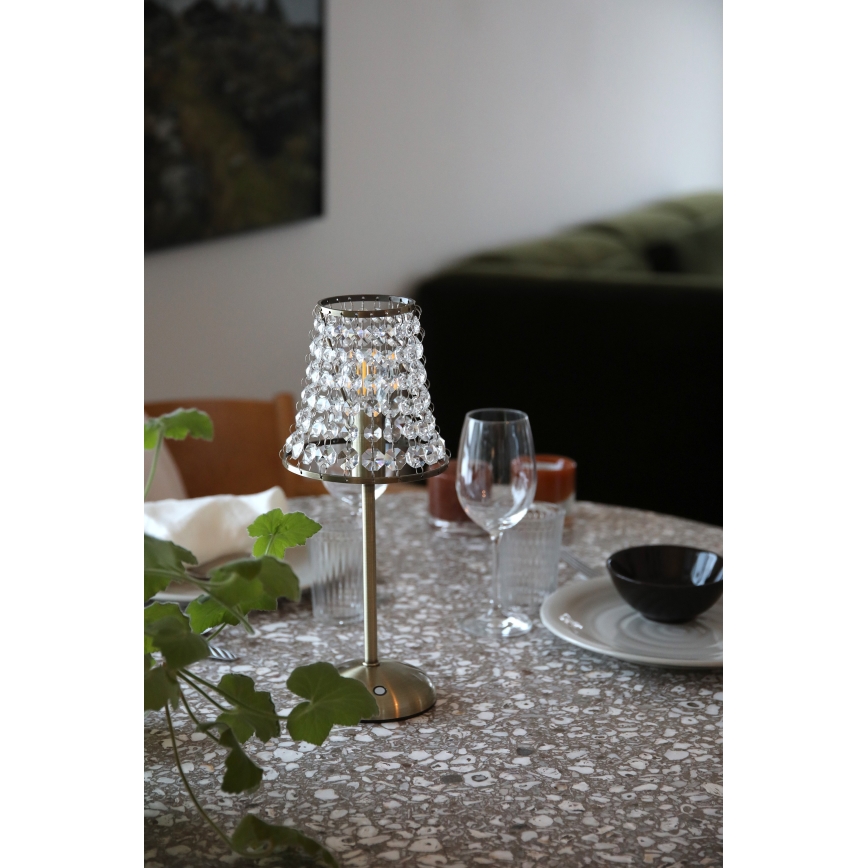 Markslöjd 109125 - LED stmievateľná nabíjateľná dotyková stolná lampa LIORA 1xE14/2W/2000 mAh mosadz