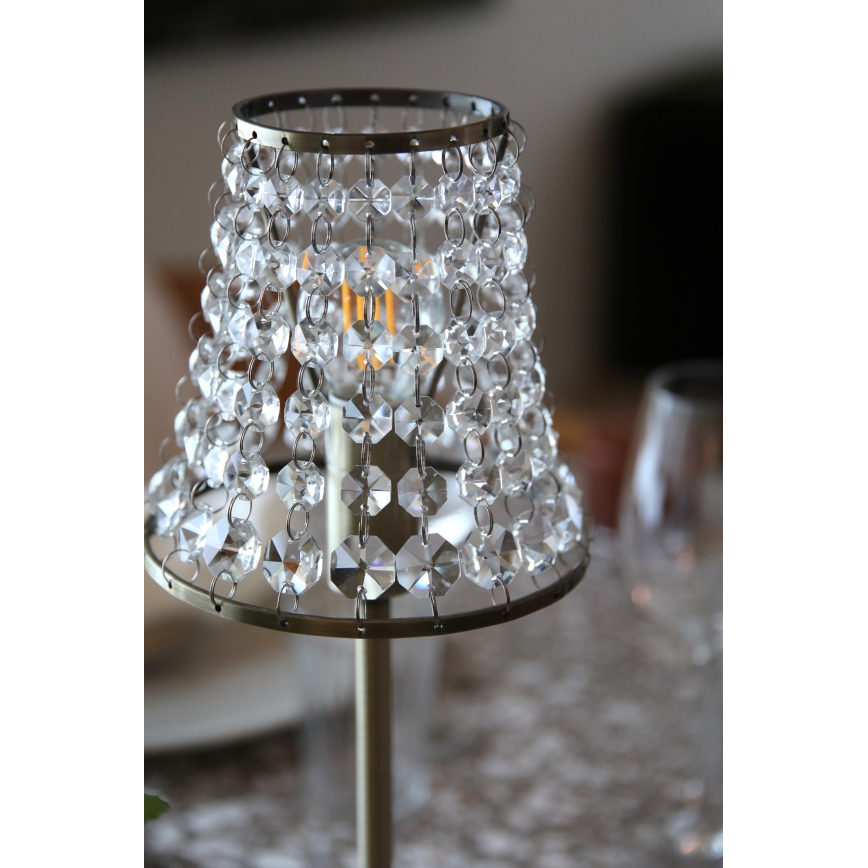Markslöjd 109125 - LED stmievateľná nabíjateľná dotyková stolná lampa LIORA 1xE14/2W/2000 mAh mosadz