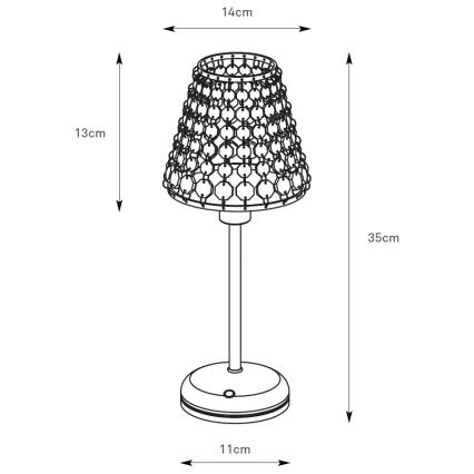Markslöjd 109125 - LED stmievateľná nabíjateľná dotyková stolná lampa LIORA 1xE14/2W/2000 mAh mosadz