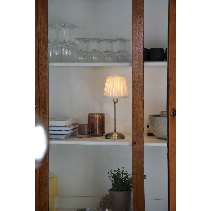 Markslöjd 109126 - LED stmievateľná dobíjateľná dotyková stolová lampa ANNO 1xE14/2W/2000 mAh biela/mosadz