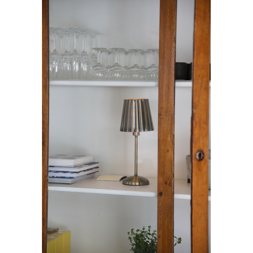 Markslöjd 109127 - LED stmievateľná nabíjateľná dotyková stolová lampa CELIA 1xE14/2W/2000 mAh mosadz