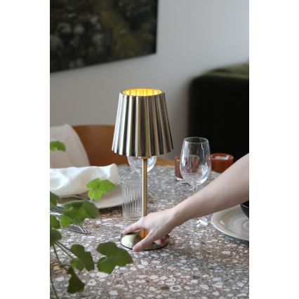 Markslöjd 109127 - LED stmievateľná nabíjateľná dotyková stolová lampa CELIA 1xE14/2W/2000 mAh mosadz