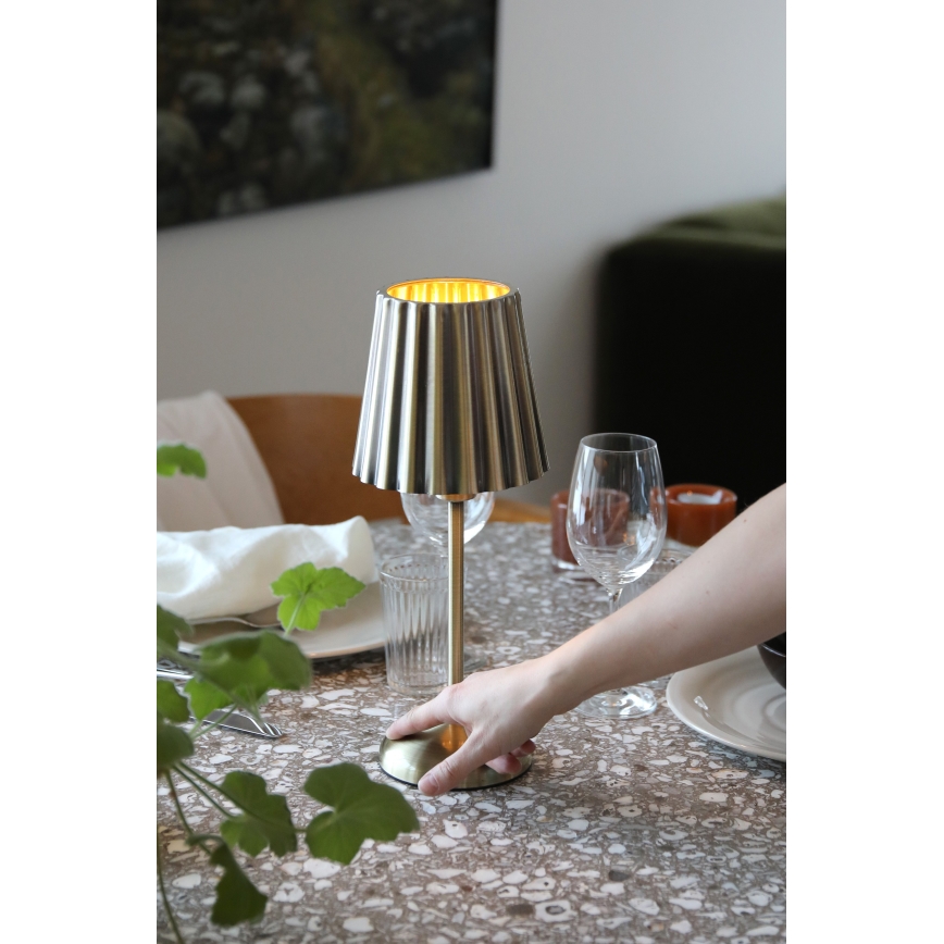 Markslöjd 109127 - LED stmievateľná nabíjateľná dotyková stolová lampa CELIA 1xE14/2W/2000 mAh mosadz