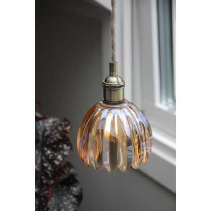 Markslöjd 109137 - Závesné svietidlo na lanku GOTA 1xE14/40W/230V priemer 13 cm dymová béžová/mosadz