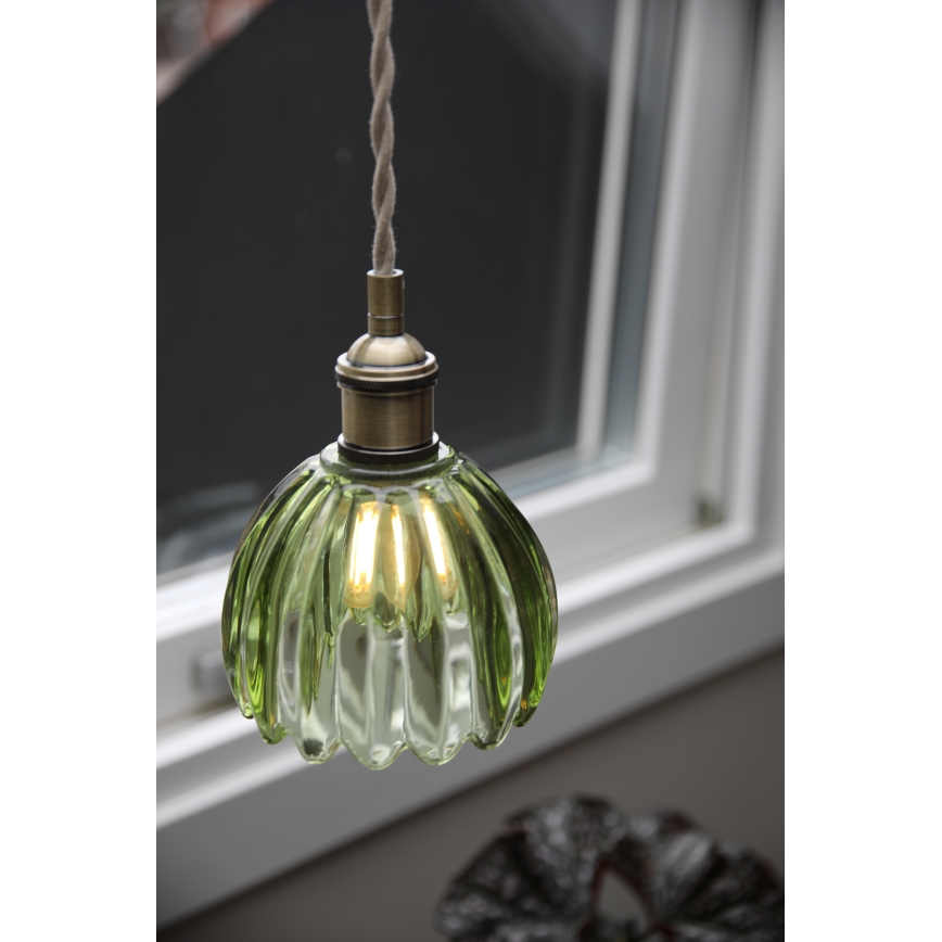 Markslöjd 109138 - Závesné svietidlo na lanku GOTA 1xE14/40W/230V pr. 13 cm dymová zelená/mosadz