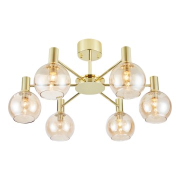 Markslöjd 109152 - Prisadený luster AMBRA 6xE14/40W/230V zlatá/dymová béžová