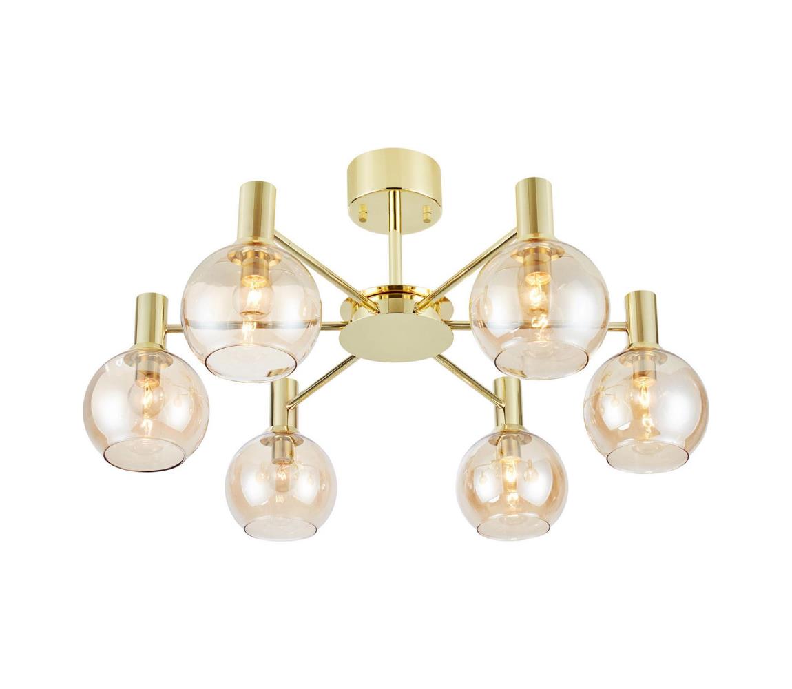 Markslöjd 109152 - Prisadený luster AMBRA 6xE14/40W/230V zlatý/dymovo-béžový 109152