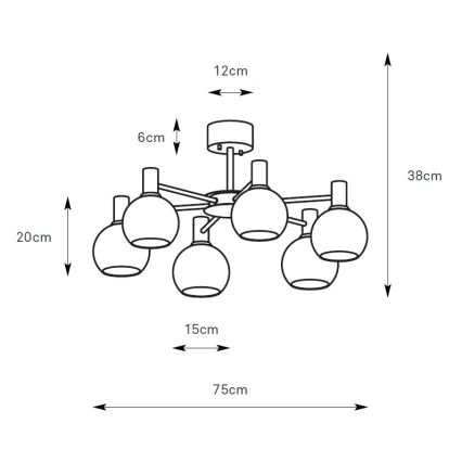 Markslöjd 109152 - Prisadený luster AMBRA 6xE14/40W/230V priemer 75 cm zlatá/dýmovo-béžová