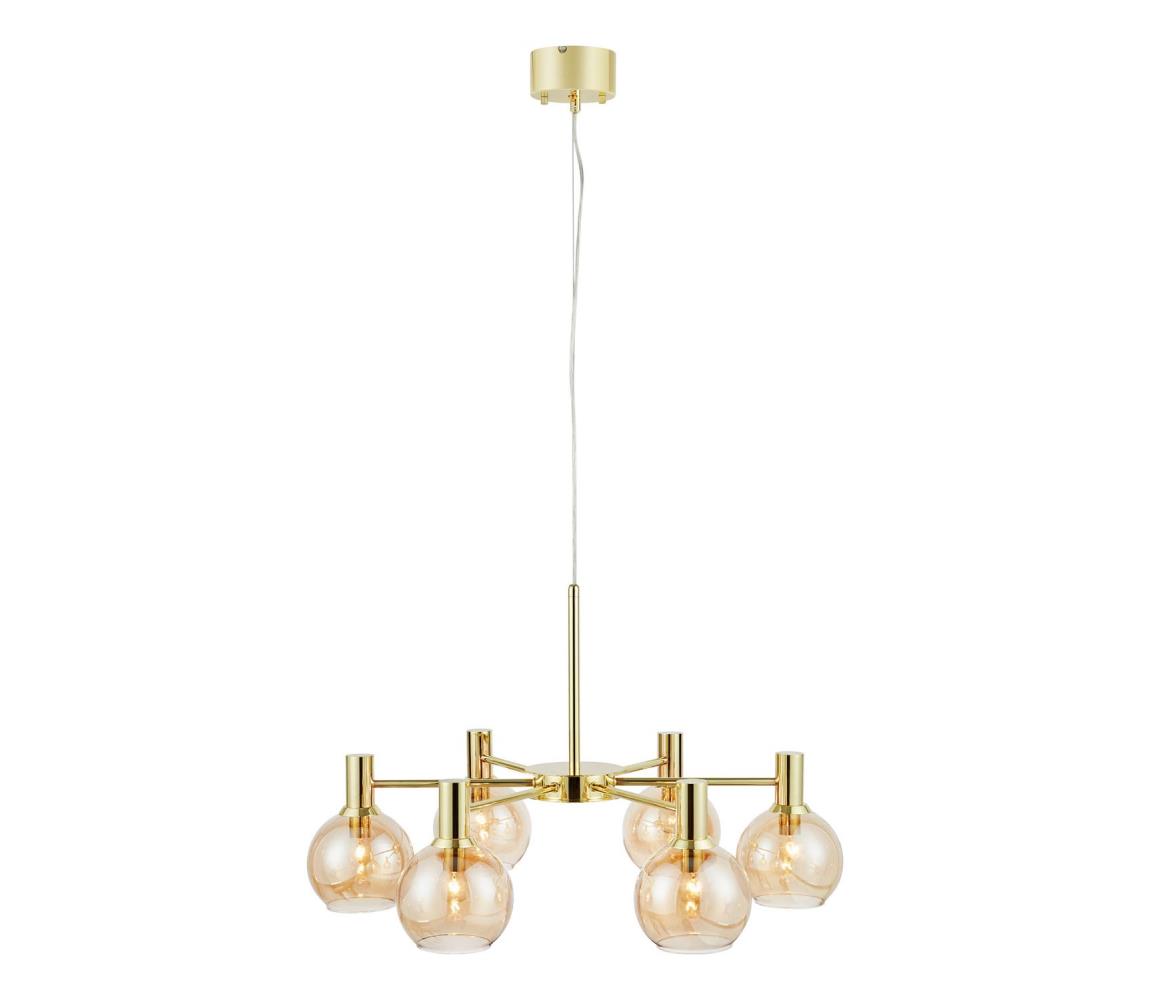 Markslöjd 109153 - Závesný luster na lanku AMBRA 6xE14/40W/230V zlatá/dymovo-béžová 109153