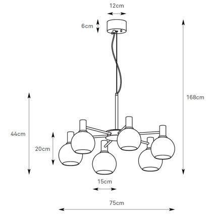 Markslöjd 109153 - Závesný luster AMBRA 6xE14/40W/230V, priemer 75 cm, zlatá/dymovo-béžová