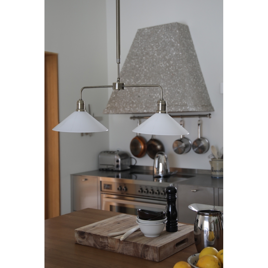 Markslöjd 109160 - Luster na tyči VELA 2xE27/60W/230V biela/mosadz