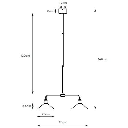 Markslöjd 109160 - Luster na tyči VELA 2xE27/60W/230V biela/mosadz